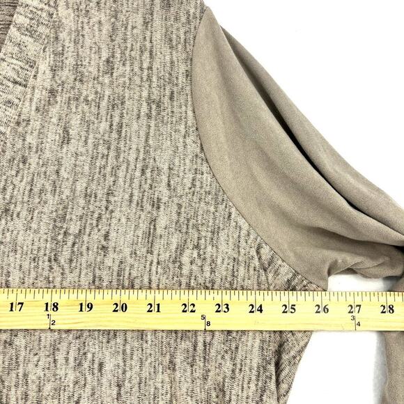 LOGO by Lori Goldstein Tunic Cardigan Sweater Top Mixed Media Marled Gray 1X - Picture 6 of 9